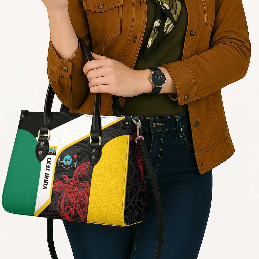 Personalised PNG Hela Province Leather Bag Bird of Paradise Tattoo Flag Motif - Polynesian Pride