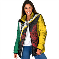 Personalised PNG Hela Province Padded Jacket Bird of Paradise Tattoo Flag Motif - Polynesian Pride