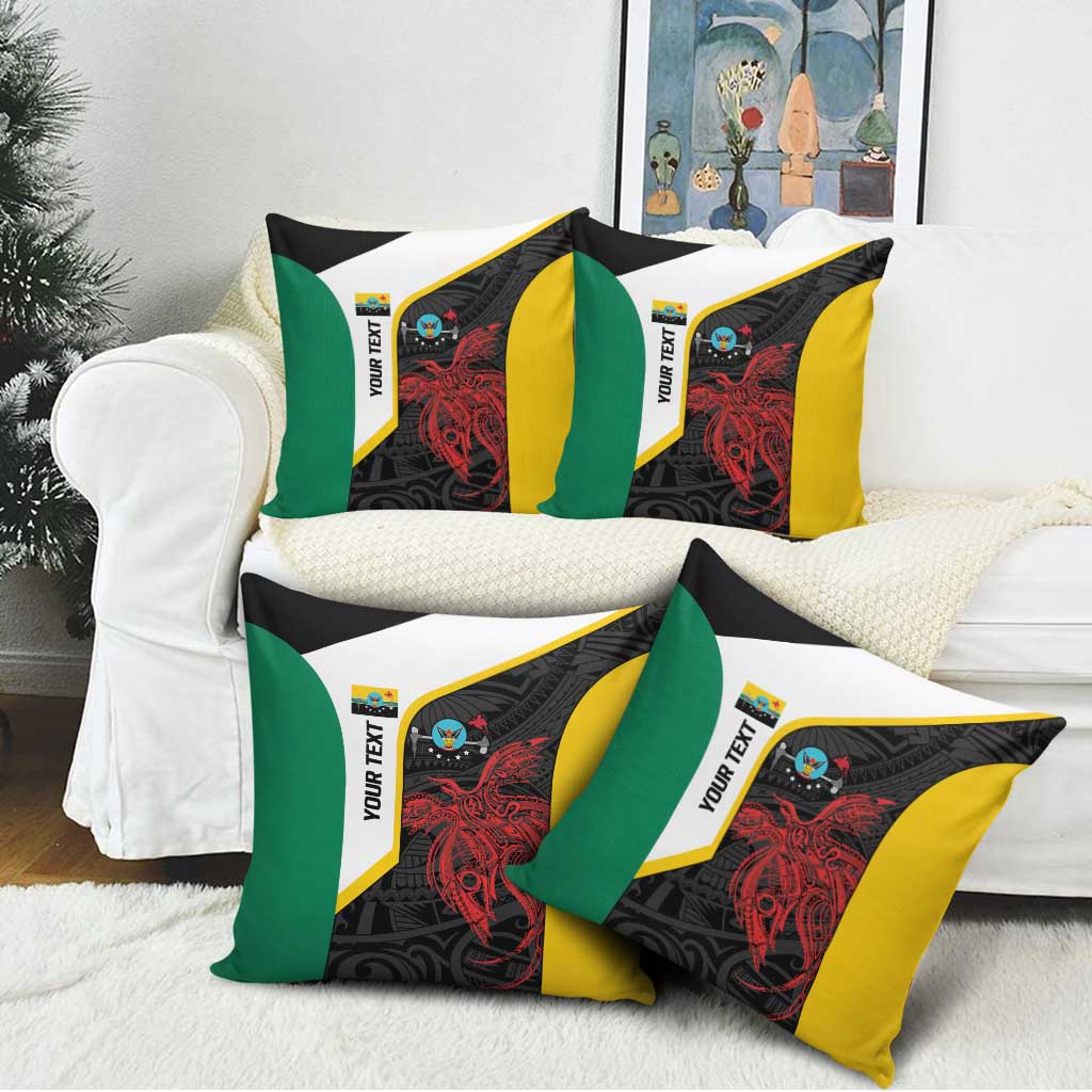 Personalised PNG Hela Province Pillow Cover Bird of Paradise Tattoo Flag Motif - Polynesian Pride