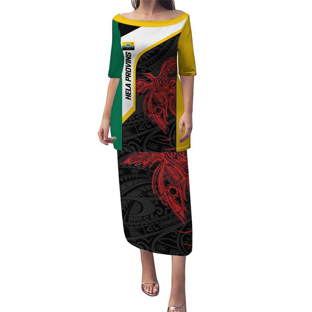 Personalised PNG Hela Province Puletasi Bird of Paradise Tattoo Flag Motif - Polynesian Pride