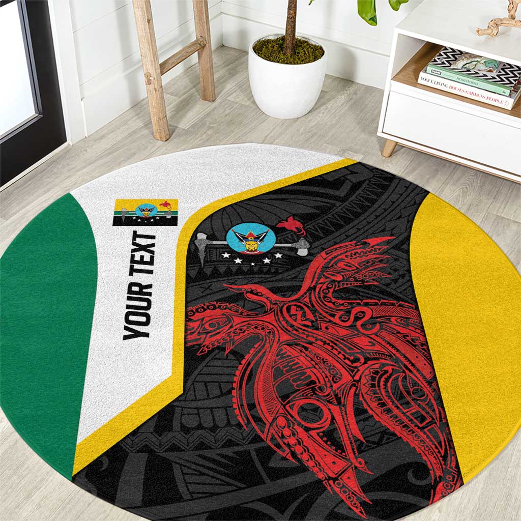 Personalised PNG Hela Province Round Carpet Bird of Paradise Tattoo Flag Motif LT9 Yellow - Polynesian Pride