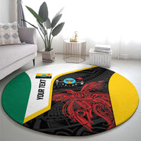 Personalised PNG Hela Province Round Carpet Bird of Paradise Tattoo Flag Motif LT9 - Polynesian Pride