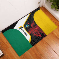 Personalised PNG Hela Province Rubber Doormat Bird of Paradise Tattoo Flag Motif - Polynesian Pride