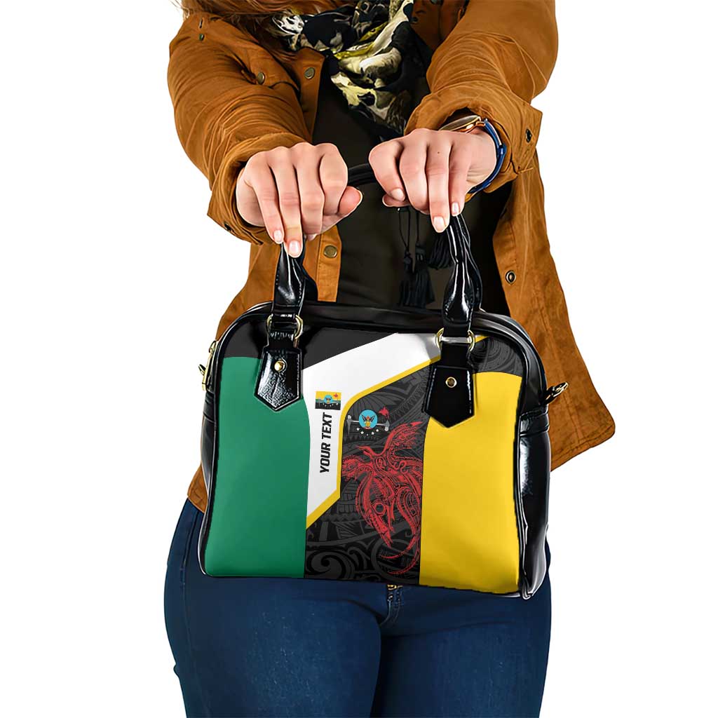 Personalised PNG Hela Province Shoulder Handbag Bird of Paradise Tattoo Flag Motif LT9 One Size Yellow - Polynesian Pride