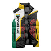 Personalised PNG Hela Province Sleeveless Puffer Jacket Bird of Paradise Tattoo Flag Motif - Polynesian Pride