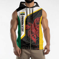 Personalised PNG Hela Province Sleeveless Zip Hoodie Bird of Paradise Tattoo Flag Motif - Polynesian Pride