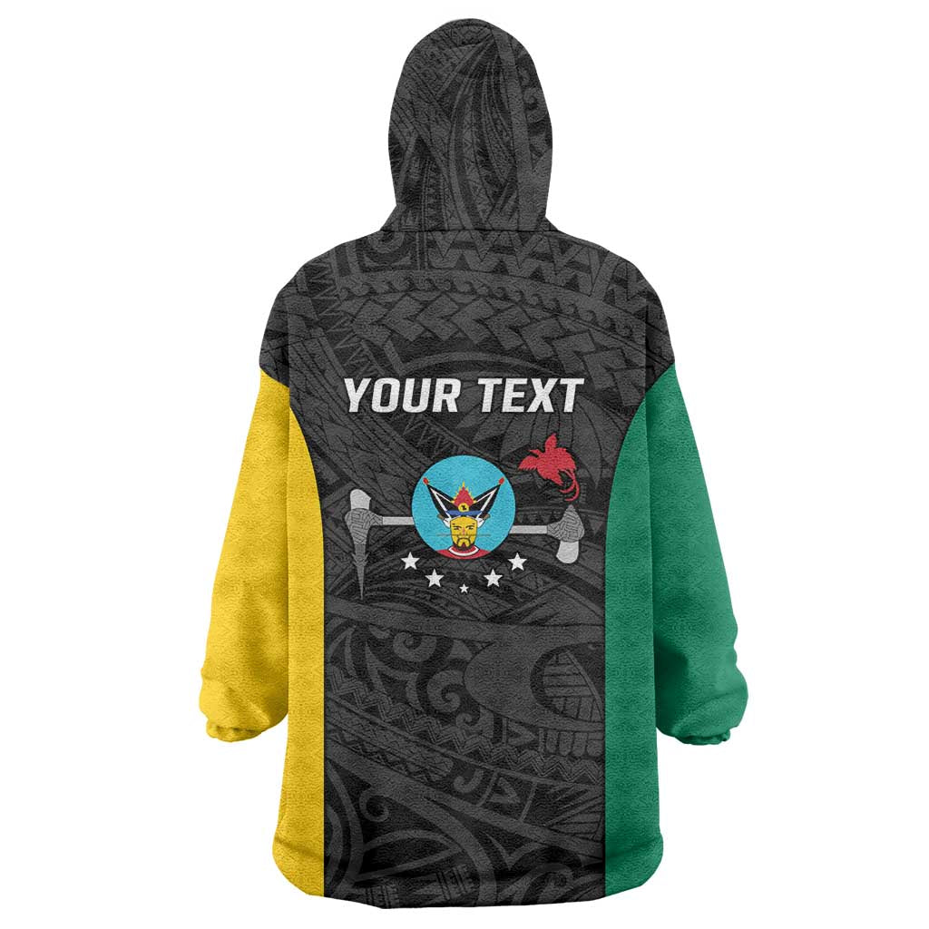 Personalised PNG Hela Province Wearable Blanket Hoodie Bird of Paradise Tattoo Flag Motif - Polynesian Pride