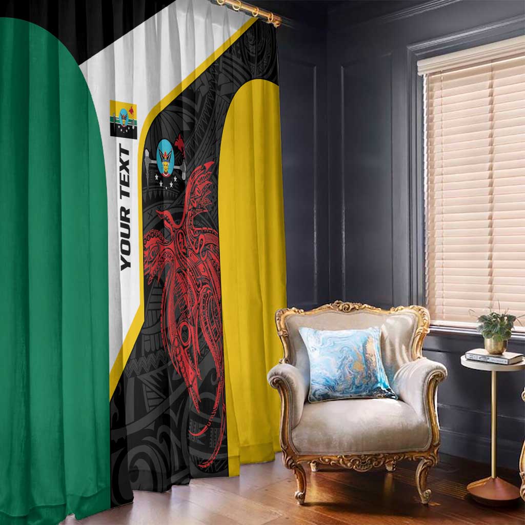 Personalised PNG Hela Province Window Curtain Bird of Paradise Tattoo Flag Motif LT9 - Polynesian Pride