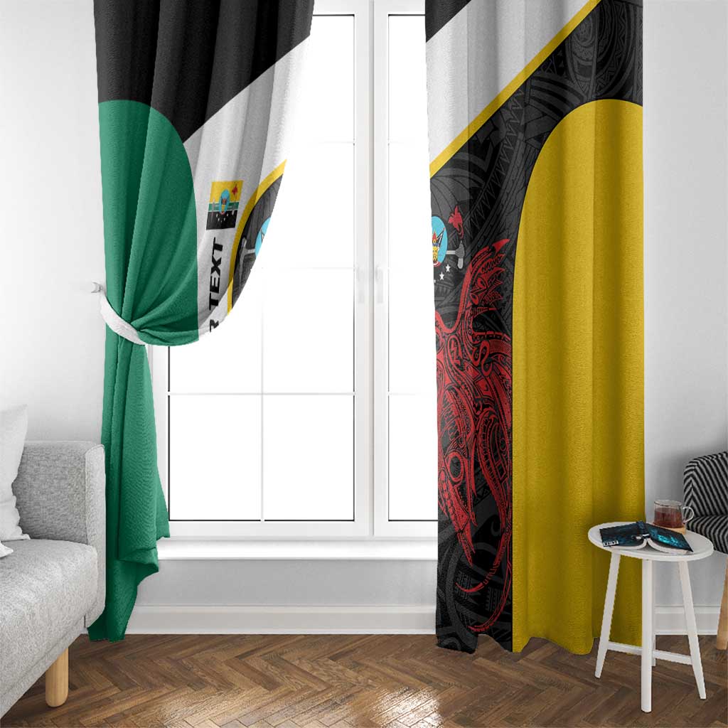 Personalised PNG Hela Province Window Curtain Bird of Paradise Tattoo Flag Motif LT9 - Polynesian Pride