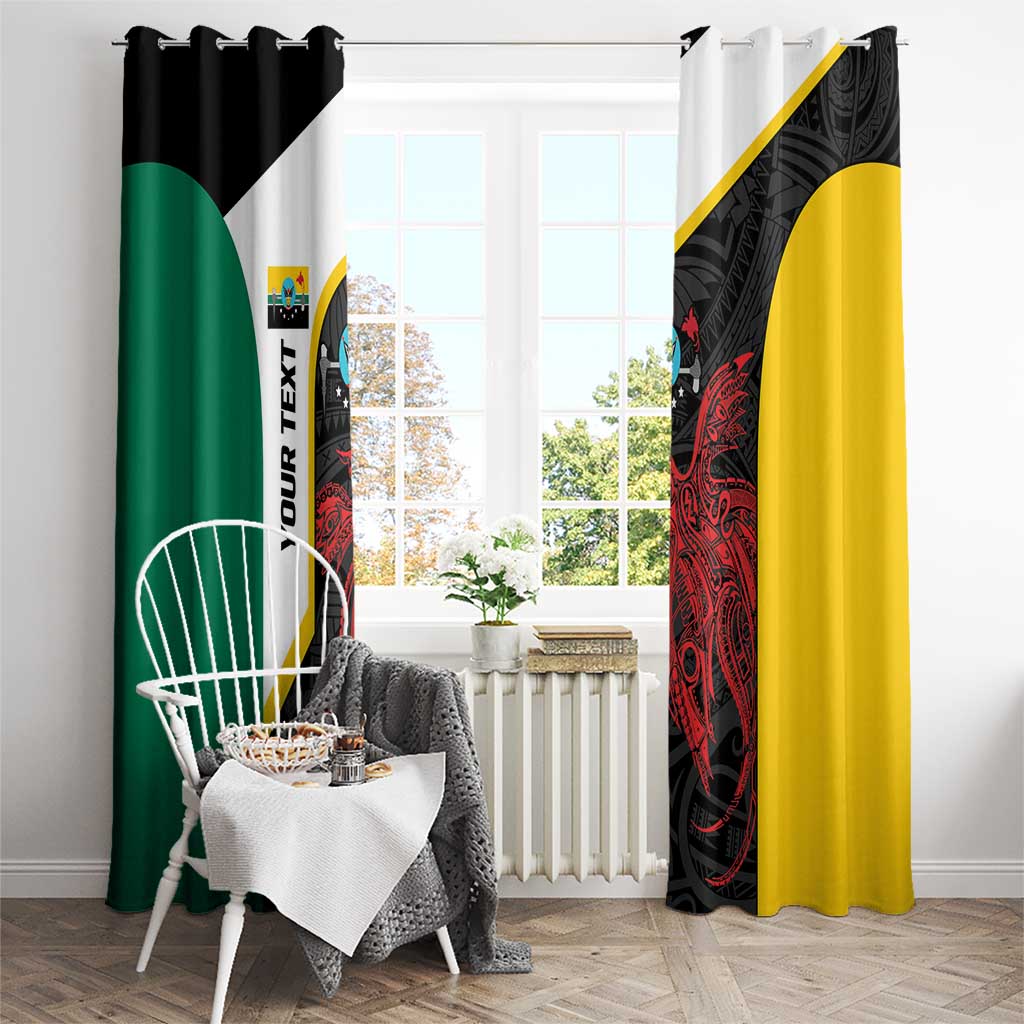 Personalised PNG Hela Province Window Curtain Bird of Paradise Tattoo Flag Motif LT9 - Polynesian Pride