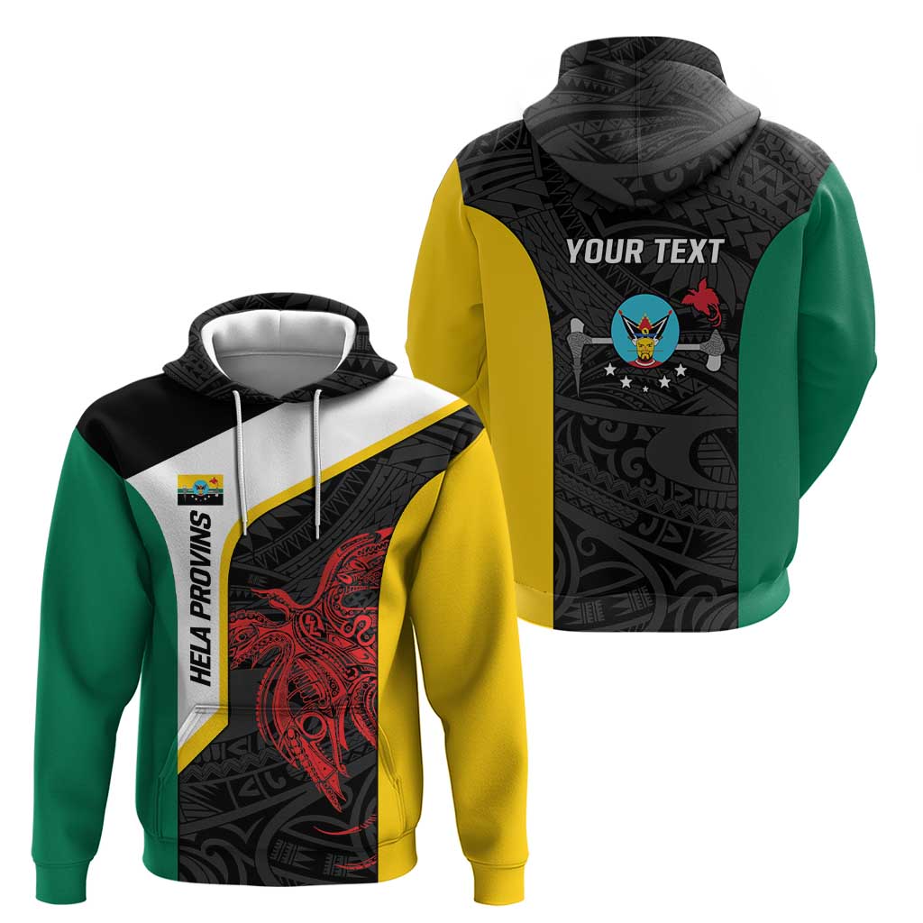 Personalised PNG Hela Province Zip Hoodie Bird of Paradise Tattoo Flag Motif - Polynesian Pride