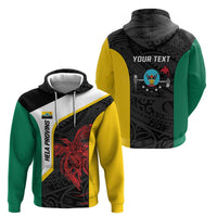 Personalised PNG Hela Province Zip Hoodie Bird of Paradise Tattoo Flag Motif - Polynesian Pride