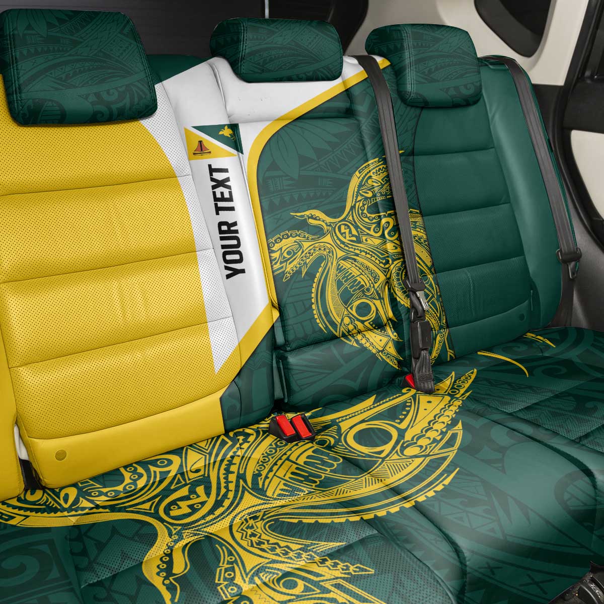 Personalised PNG Jiwaka Province Back Car Seat Cover Bird of Paradise Tattoo Flag Motif - Polynesian Pride