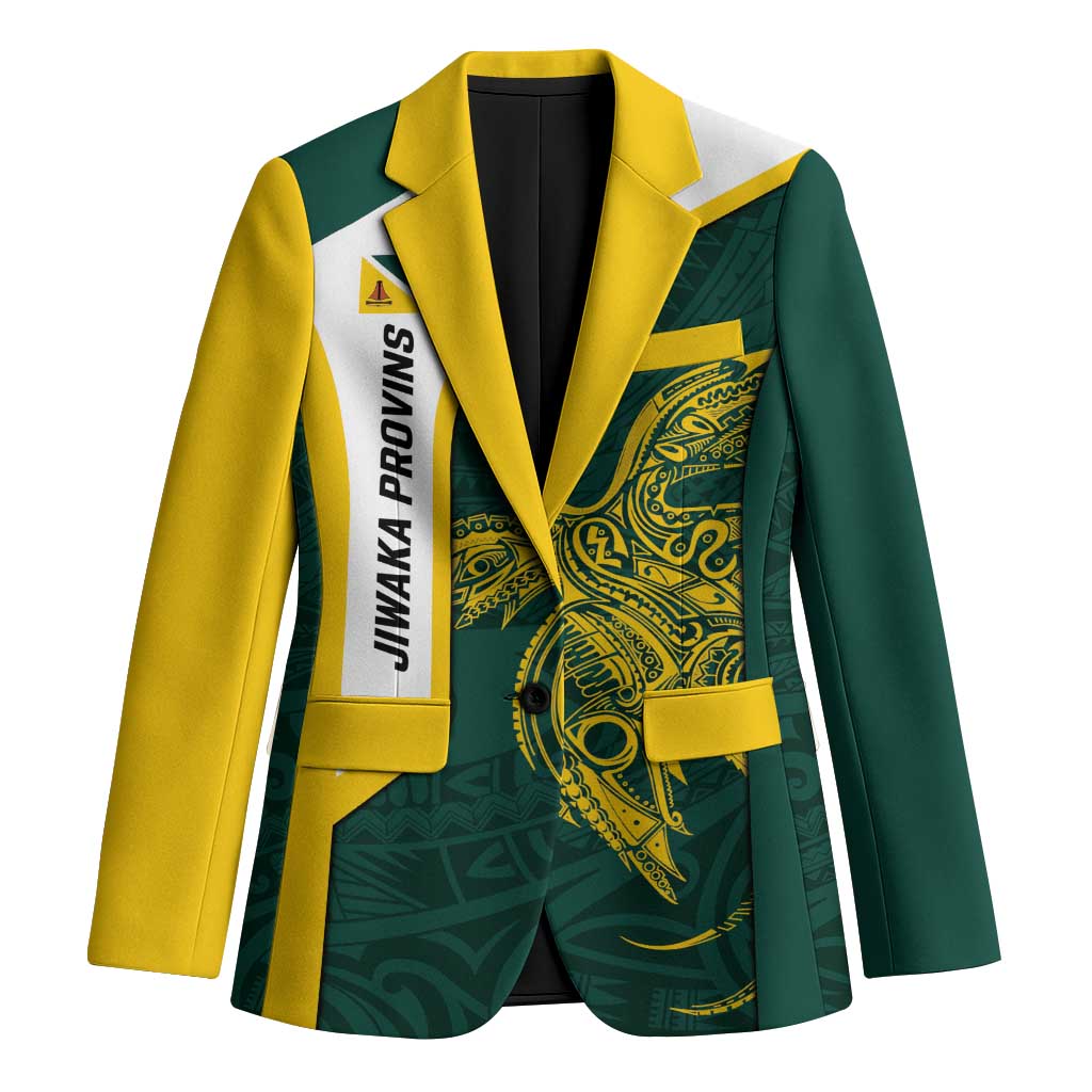 Personalised PNG Jiwaka Province Blazer Bird of Paradise Tattoo Flag Motif - Polynesian Pride