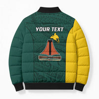 Personalised PNG Jiwaka Province Bomber Puffer Jacket Bird of Paradise Tattoo Flag Motif - Polynesian Pride