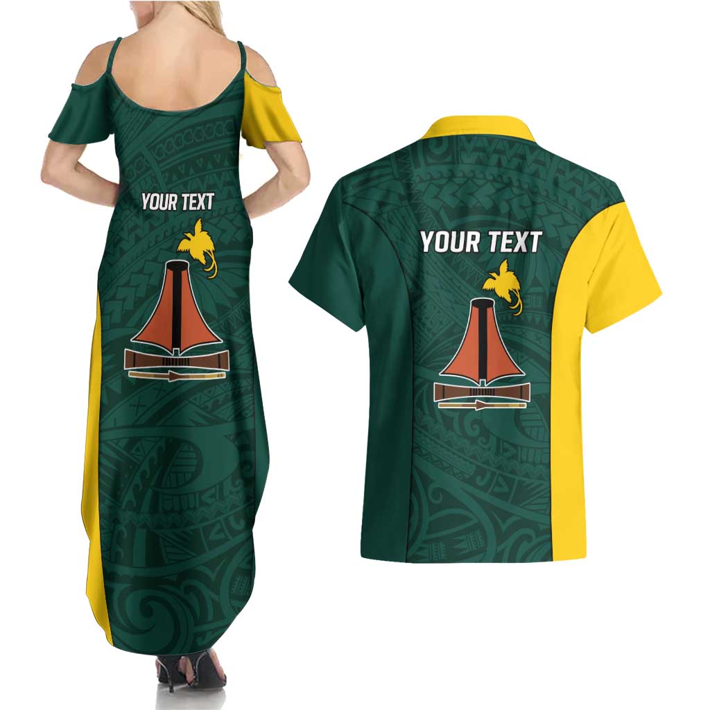 Personalised PNG Jiwaka Province Couples Matching Summer Maxi Dress and Hawaiian Shirt Bird of Paradise Tattoo Flag Motif LT9 - Polynesian Pride