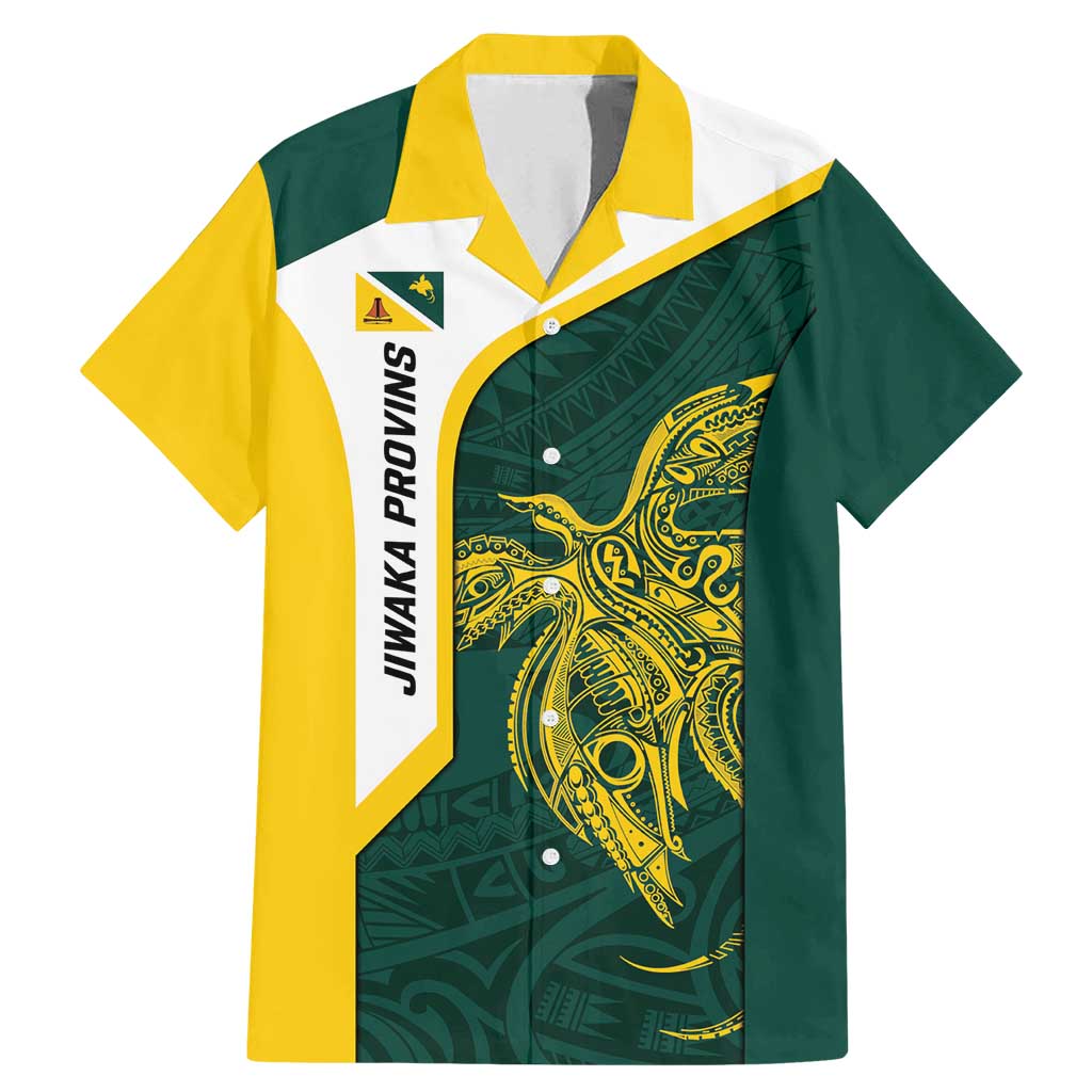 Personalised PNG Jiwaka Province Family Matching Mermaid Dress and Hawaiian Shirt Bird of Paradise Tattoo Flag Motif LT9 Dad's Shirt - Short Sleeve Green - Polynesian Pride