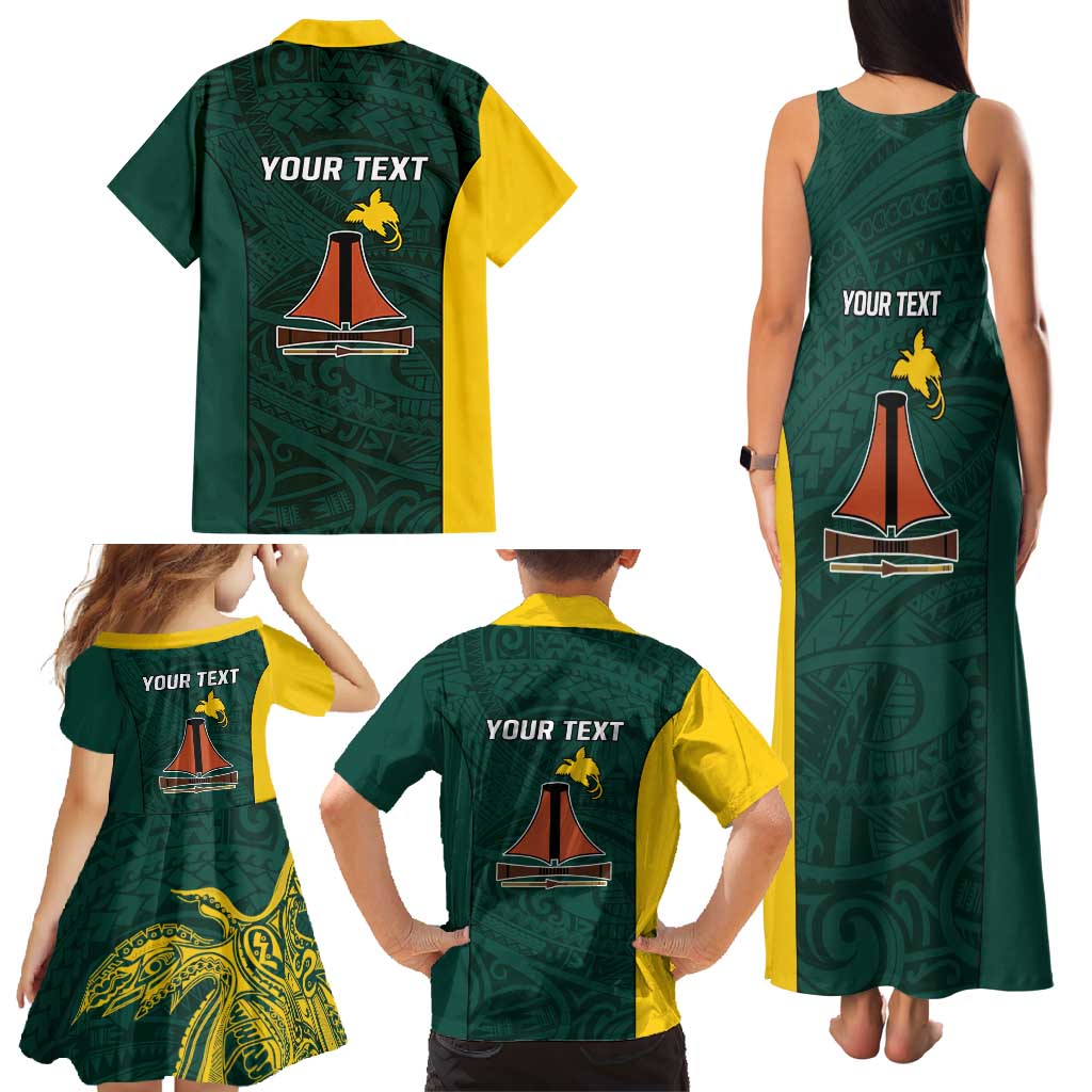 Personalised PNG Jiwaka Province Family Matching Tank Maxi Dress and Hawaiian Shirt Bird of Paradise Tattoo Flag Motif LT9 - Polynesian Pride