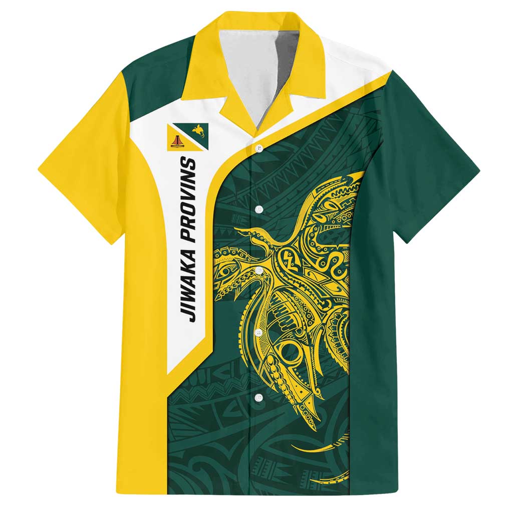 Personalised PNG Jiwaka Province Family Matching Tank Maxi Dress and Hawaiian Shirt Bird of Paradise Tattoo Flag Motif LT9 Dad's Shirt - Short Sleeve Green - Polynesian Pride