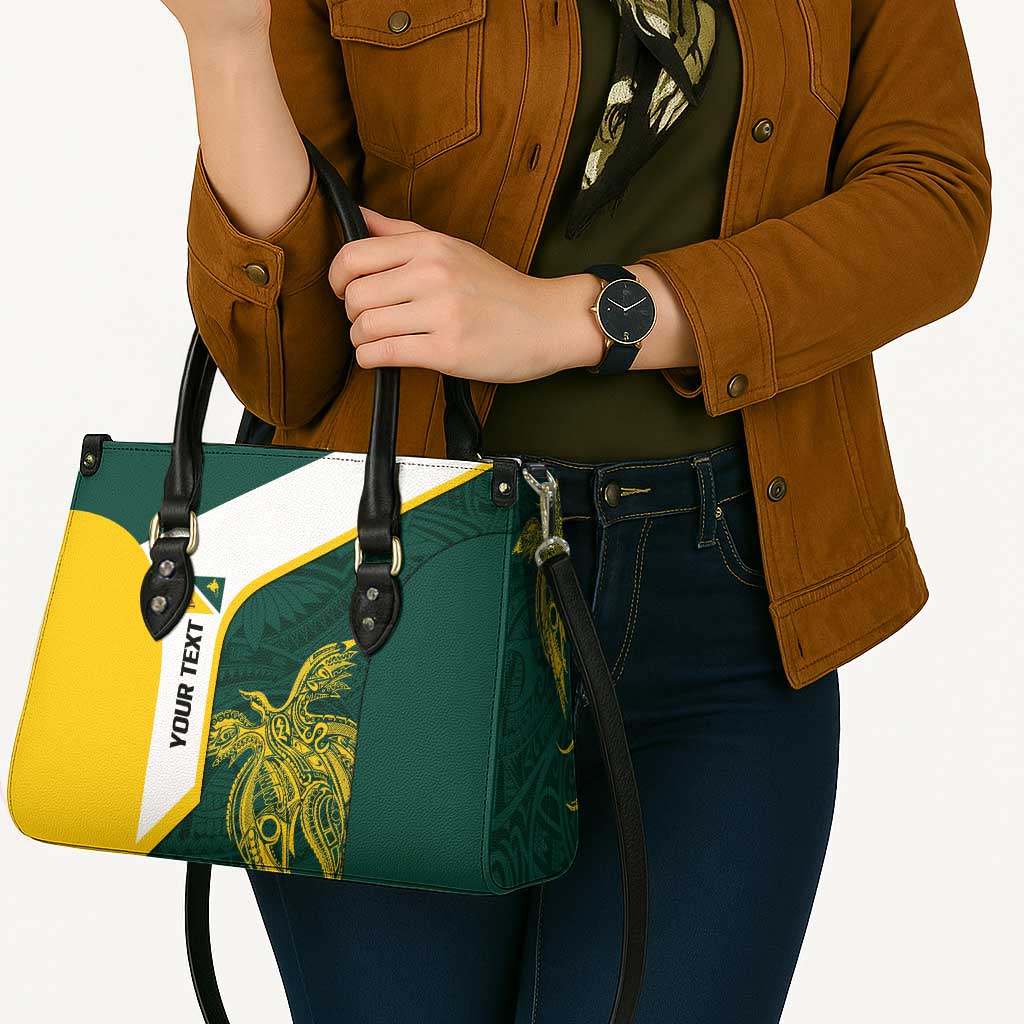 Personalised PNG Jiwaka Province Leather Bag Bird of Paradise Tattoo Flag Motif - Polynesian Pride