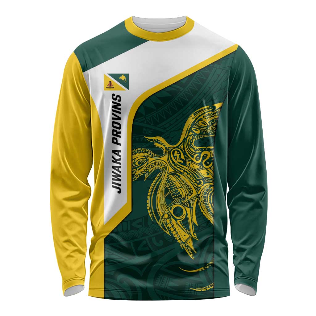 Personalised PNG Jiwaka Province Long Sleeve Shirt Bird of Paradise Tattoo Flag Motif - Polynesian Pride