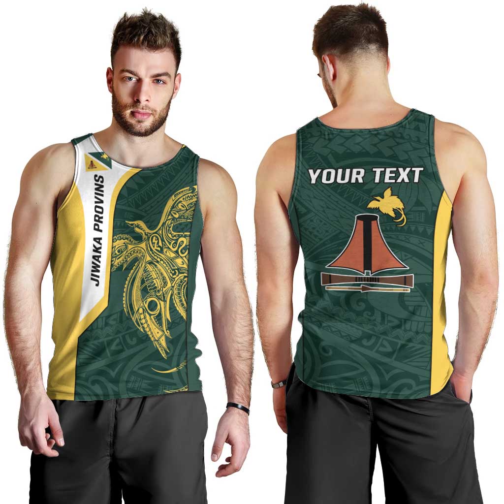 Personalised PNG Jiwaka Province Men Tank Top Bird of Paradise Tattoo Flag Motif - Polynesian Pride