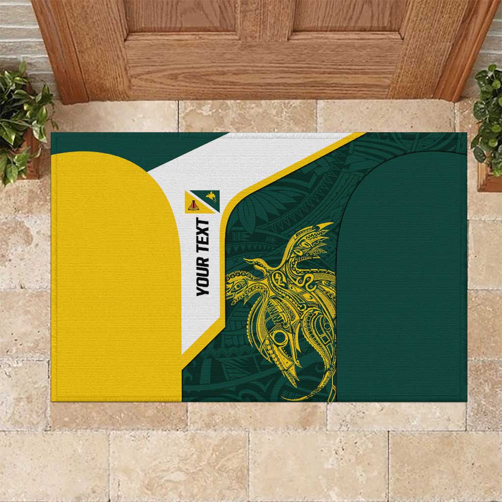 Personalised PNG Jiwaka Province Rubber Doormat Bird of Paradise Tattoo Flag Motif LT9 Green - Polynesian Pride