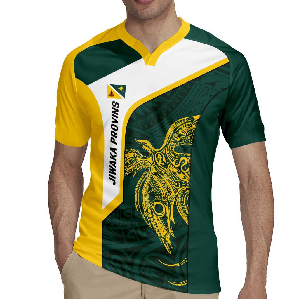 Personalised PNG Jiwaka Province Rugby Jersey Bird of Paradise Tattoo Flag Motif - Polynesian Pride