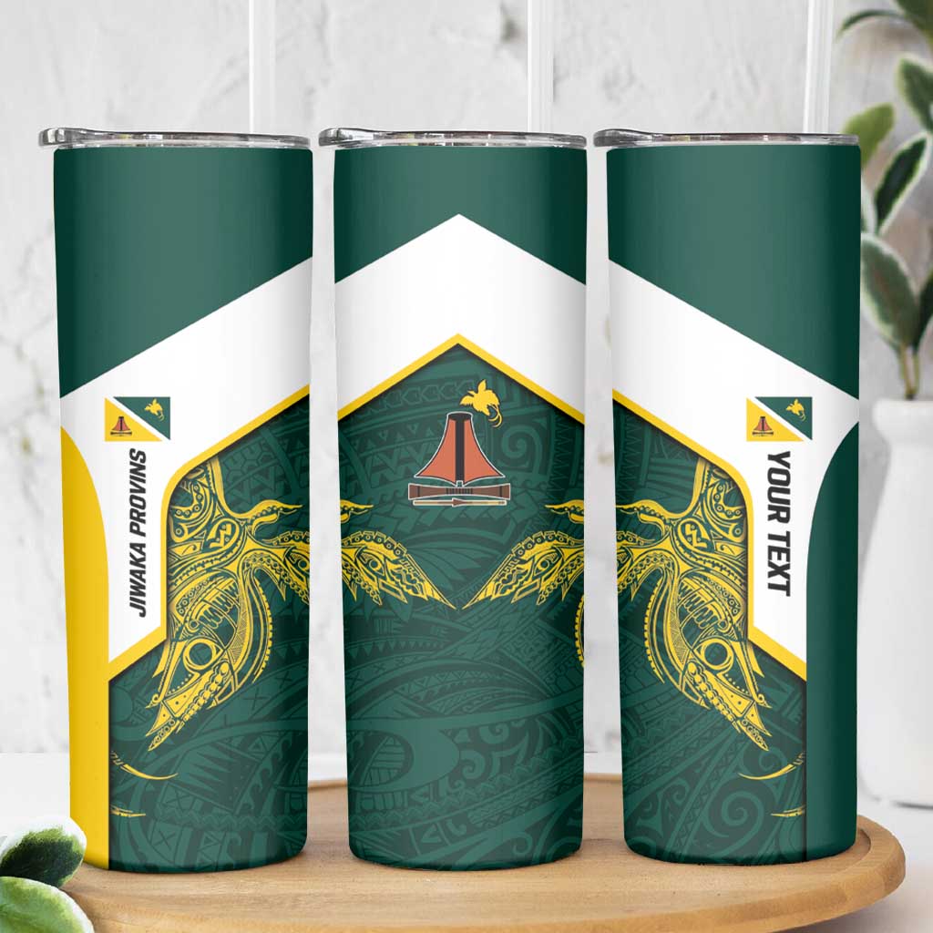 Personalised PNG Jiwaka Province Skinny Tumbler Bird of Paradise Tattoo Flag Motif LT9 - Polynesian Pride