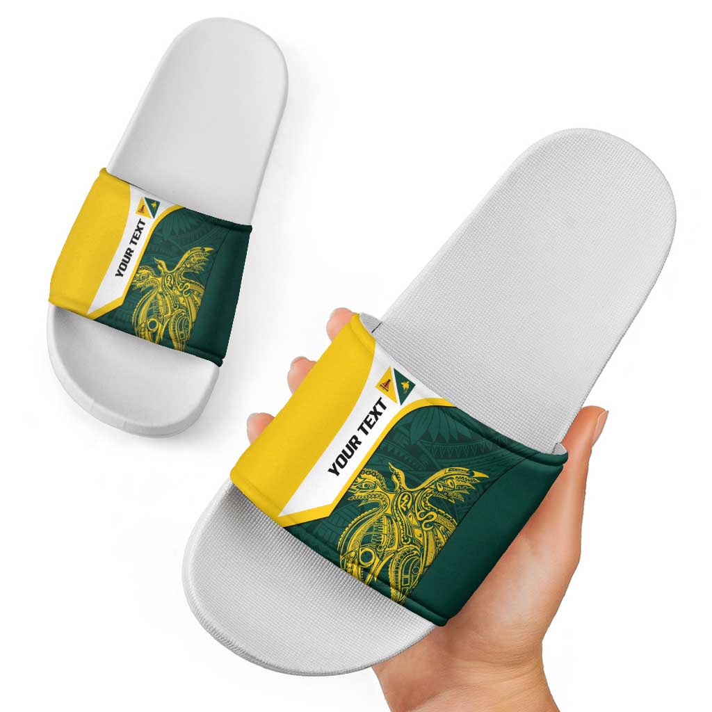 Personalised PNG Jiwaka Province Slide Sandals Bird of Paradise Tattoo Flag Motif - Polynesian Pride