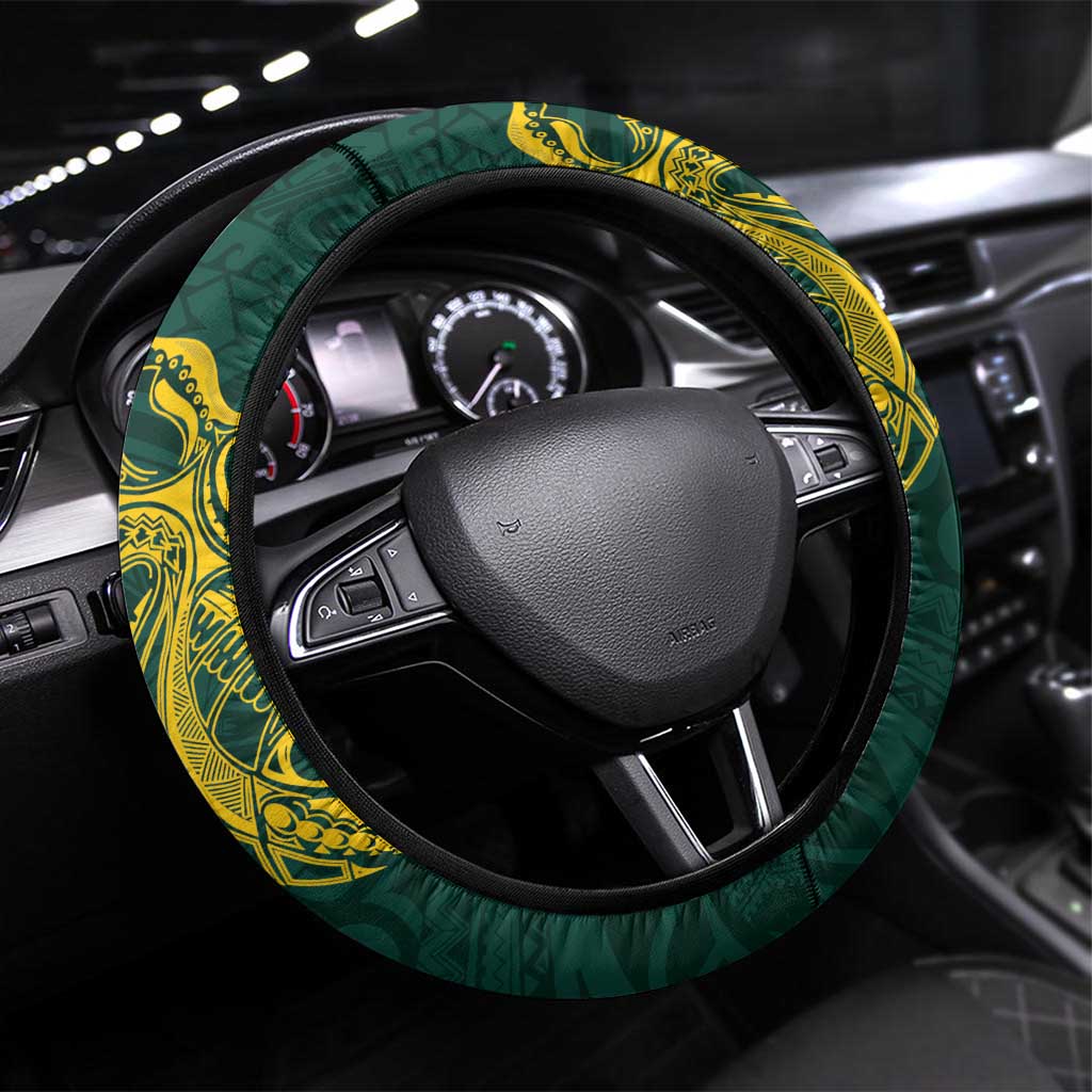 PNG Jiwaka Province Steering Wheel Cover Bird of Paradise Tattoo Flag Motif - Polynesian Pride