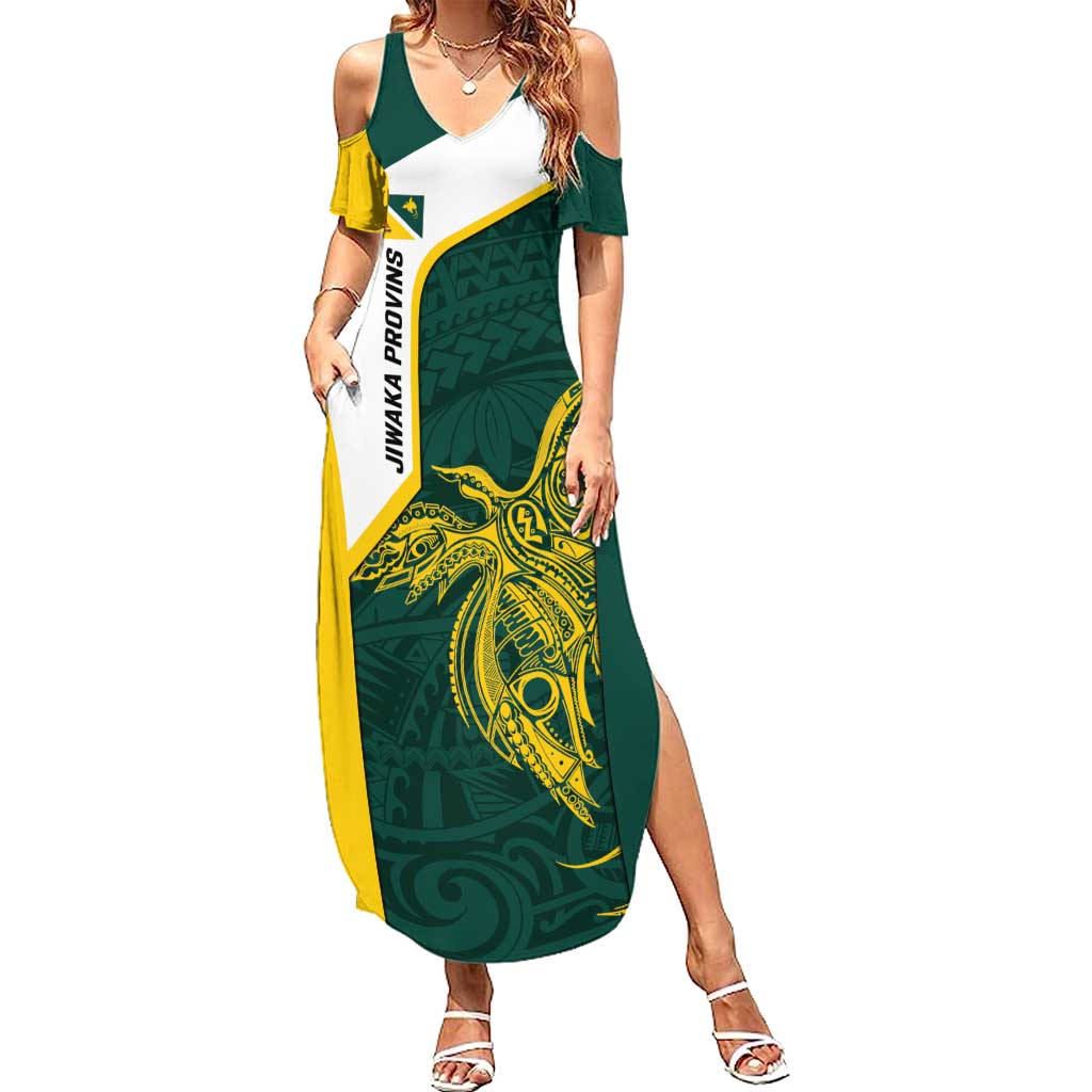 Personalised PNG Jiwaka Province Summer Maxi Dress Bird of Paradise Tattoo Flag Motif - Polynesian Pride