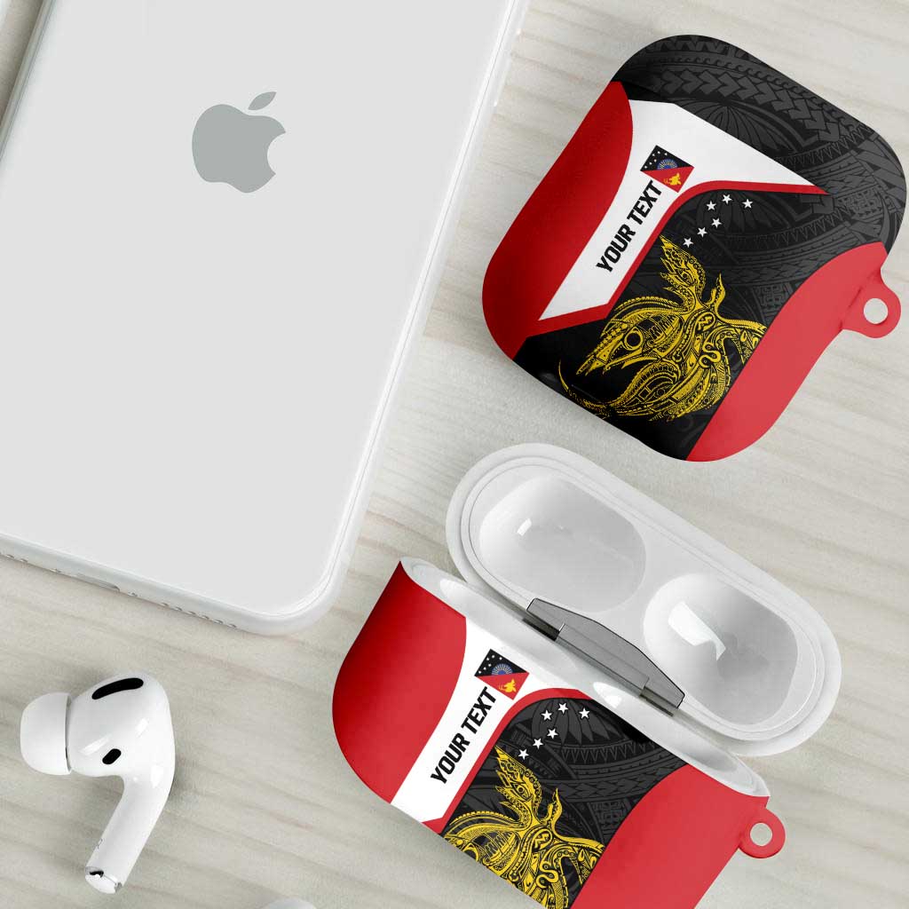 Personalised PNG Sandaun Province AirPods Case Bird of Paradise Tattoo Flag Motif - Polynesian Pride