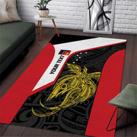 Personalised PNG Sandaun Province Area Rug Bird of Paradise Tattoo Flag Motif - Polynesian Pride