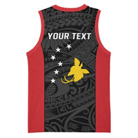 Personalised PNG Sandaun Province Basketball Jersey Bird of Paradise Tattoo Flag Motif - Polynesian Pride