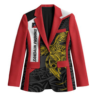Personalised PNG Sandaun Province Blazer Bird of Paradise Tattoo Flag Motif LT9 Unisex Red - Polynesian Pride