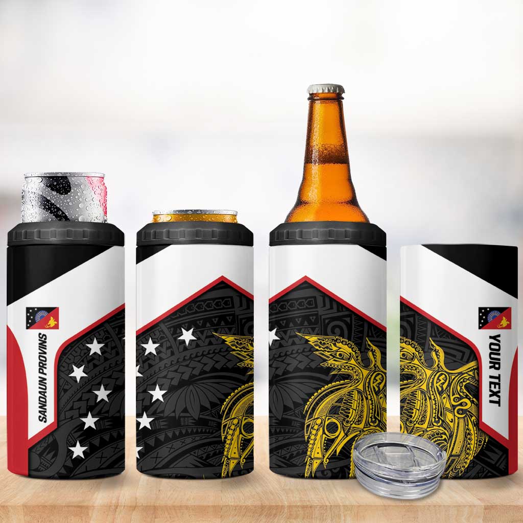 Personalised PNG Sandaun Province 4 in 1 Can Cooler Tumbler Bird of Paradise Tattoo Flag Motif LT9 - Polynesian Pride