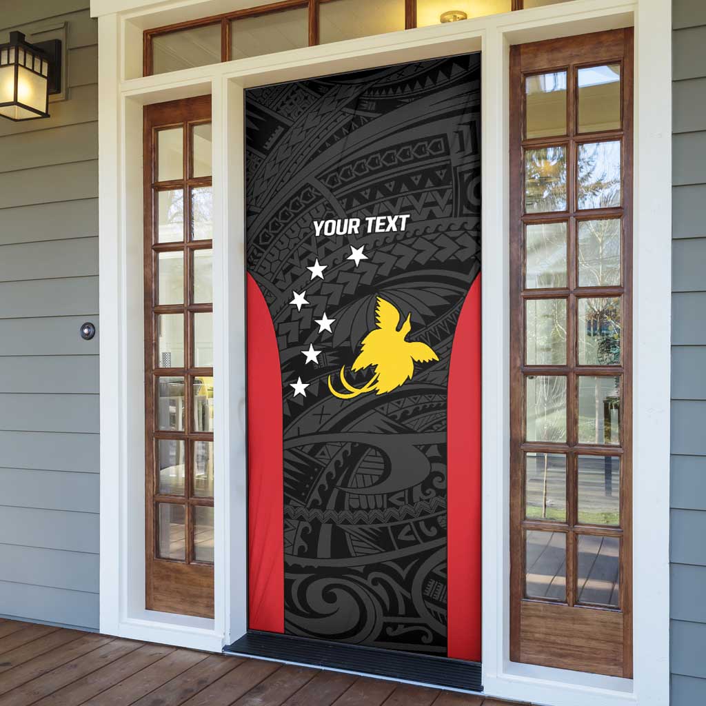 Personalised PNG Sandaun Province Door Cover Bird of Paradise Tattoo Flag Motif - Polynesian Pride