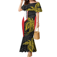 Personalised PNG Sandaun Province Family Matching Mermaid Dress and Hawaiian Shirt Bird of Paradise Tattoo Flag Motif - Polynesian Pride