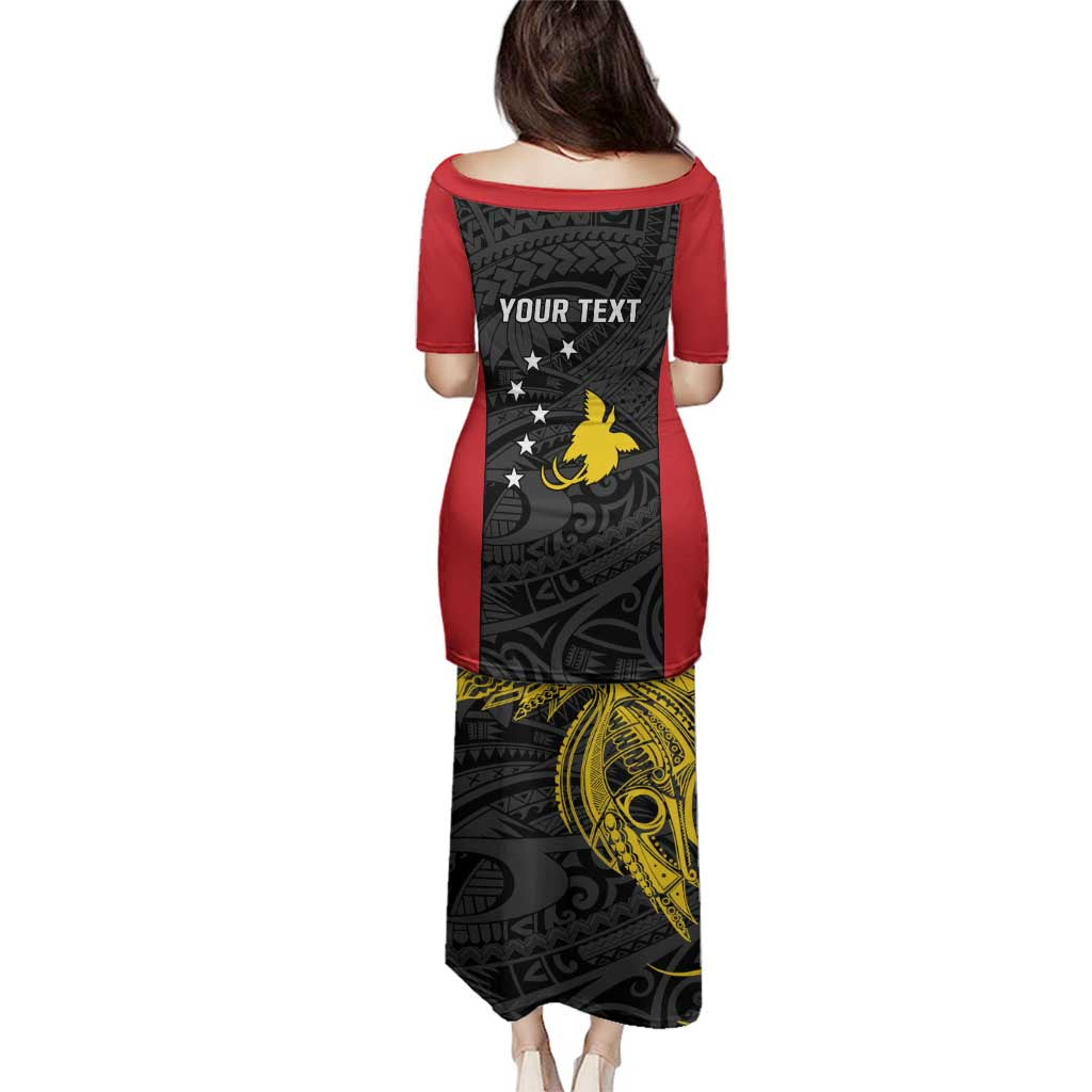 Personalised PNG Sandaun Province Family Matching Puletasi and Hawaiian Shirt Bird of Paradise Tattoo Flag Motif - Polynesian Pride