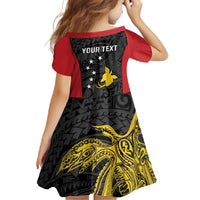 Personalised PNG Sandaun Province Family Matching Short Sleeve Bodycon Dress and Hawaiian Shirt Bird of Paradise Tattoo Flag Motif - Polynesian Pride