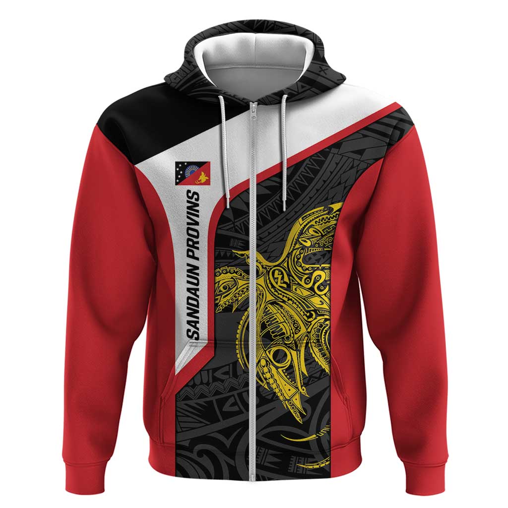 Personalised PNG Sandaun Province Hoodie Bird of Paradise Tattoo Flag Motif - Polynesian Pride