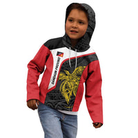 Personalised PNG Sandaun Province Kid Hoodie Bird of Paradise Tattoo Flag Motif - Polynesian Pride