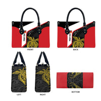 Personalised PNG Sandaun Province Leather Bag Bird of Paradise Tattoo Flag Motif - Polynesian Pride