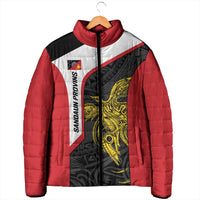 Personalised PNG Sandaun Province Padded Jacket Bird of Paradise Tattoo Flag Motif LT9 - Polynesian Pride