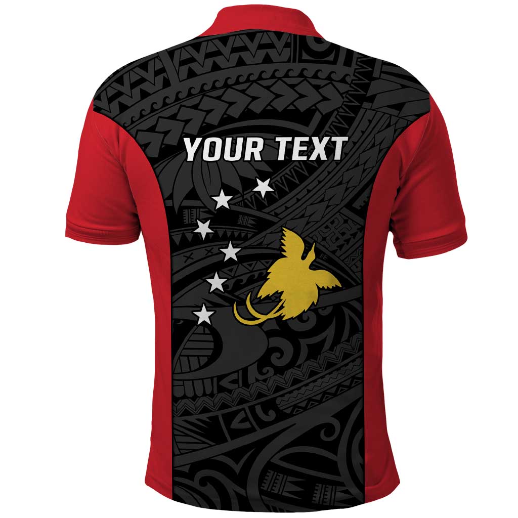 Personalised PNG Sandaun Province Polo Shirt Bird of Paradise Tattoo Flag Motif - Polynesian Pride