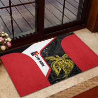 Personalised PNG Sandaun Province Rubber Doormat Bird of Paradise Tattoo Flag Motif - Polynesian Pride