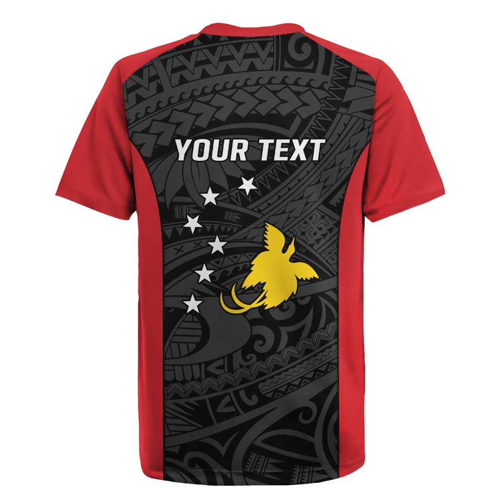 Personalised PNG Sandaun Province Rugby Jersey Bird of Paradise Tattoo Flag Motif - Polynesian Pride