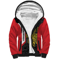 Personalised PNG Sandaun Province Sherpa Hoodie Bird of Paradise Tattoo Flag Motif LT9 Unisex Red - Polynesian Pride