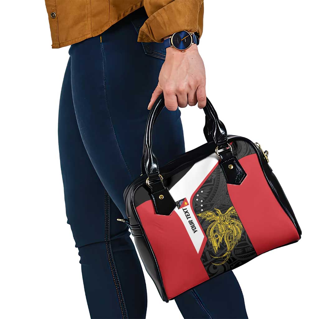 Personalised PNG Sandaun Province Shoulder Handbag Bird of Paradise Tattoo Flag Motif - Polynesian Pride